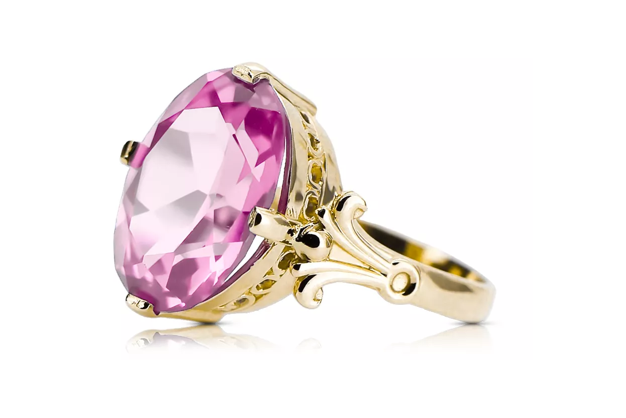 Ring Vintage style Amethyst 14K Yellow gold vrc369y